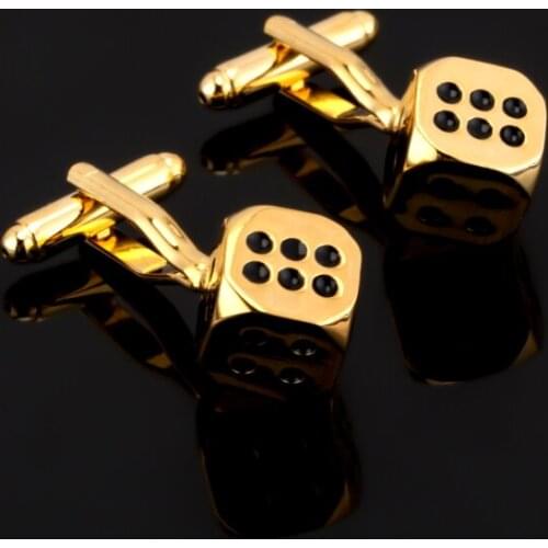 Fashion golden dice Cufflinks high-quality copper material Mens Long Sleeve Shirt Cufflinks Wedding for Gamblers gift