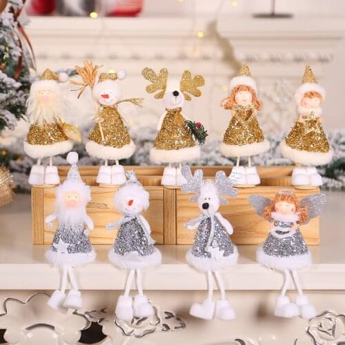 Cartoon Christmas Silver Gold Sparkling Doll Toy Decoration Home New Year Party Table Decor Christmas Tree Pendants Ornaments
