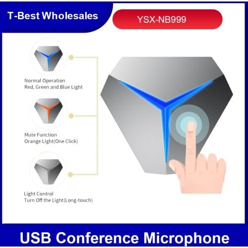 Desktop USB Conference Microphone 360° Omnidirectional Computer PC Mic with Mute Function Plug and Play Compatible Windows MacOS
