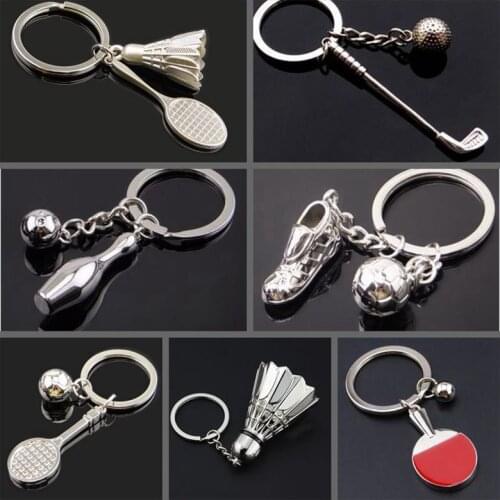 Small gifts of Sports events souvenirs Tennis, Soccer， badminton, golf, bowling, table tennis Emulate mini key chains