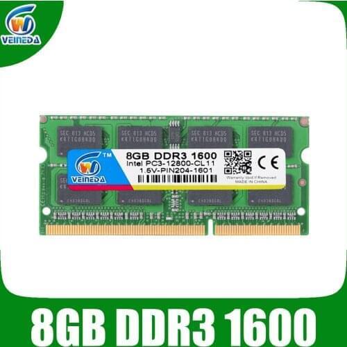 VEINEDA Memoria ram DDR3 8gb 1600 ram-memoria-ddr3 1333Mhz For Intel AMD Sodimm ddr3 8gb pc3-12800 204pin