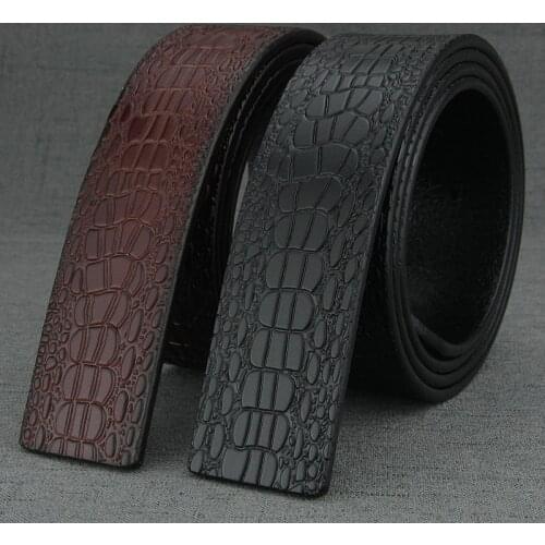 High Quality 3.8cm wide Crocodile Grain Retro belt without buckle for men genuine leather Waist Strap fashion Waistband