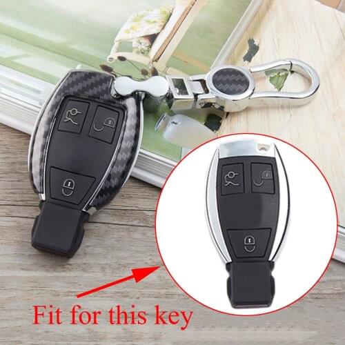 Carbon Fiber Texture Smart 2/3 Buttons Key Fob Holder Bag Shell Case Cover Fit For Benz A B C E S M G R Class Accessories Trim