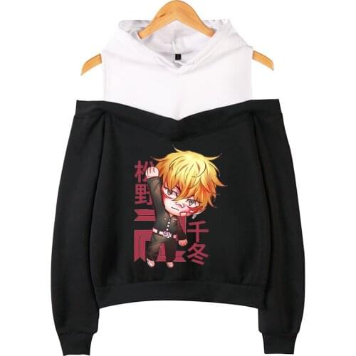 2021 Tokyo Revengers Hoodie Sweatshirt Off-shoulder Women Teens Girls Autumn Winter Casual Print Fashion Pullover