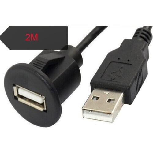 2m PC Car Dash Board Mount USB 2.0 Male To Female Socket Extension Panel Cable