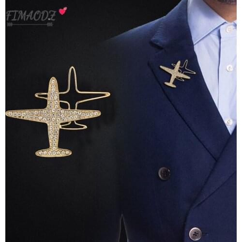 High quality Sparkling Zircon Two Airplane Aircraft Man Pins Brooches Female Party Brooch Jewelry Women Suit Brooch Pin Gifts