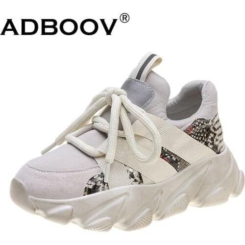 ADBOOV Snake-print Fashion Women Sneakers Lightweight Platform Casual Shoes Woman