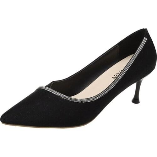 Womens shoes new fashion rhinestone decorative fashion shoes soft soles comfortable non-slip pointed stiletto heels