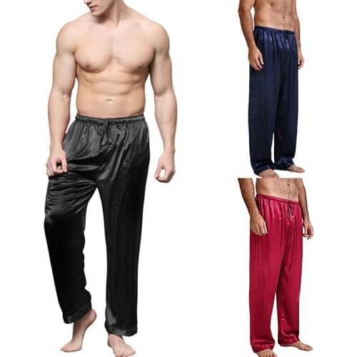 Mens Silk Satin Pajamas Pants Sleep Bottoms Nightwear Sleepwear TrousersClothes