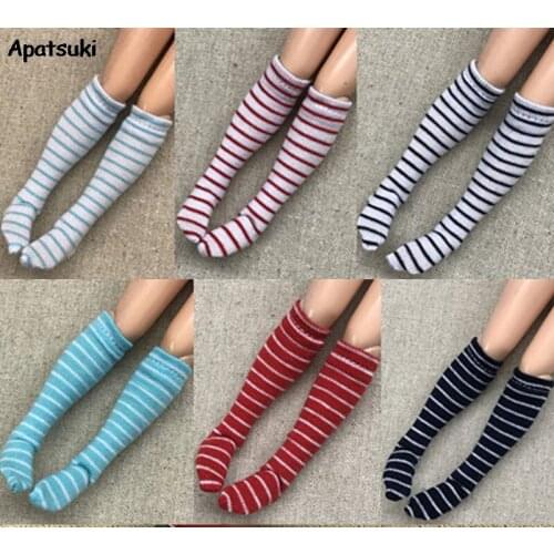 1pair Striped Stockings for Barbie Doll Middle Tube Socks For Blythe 1:6 Doll Socks For Momoko 1/6 Doll Accessories Kid