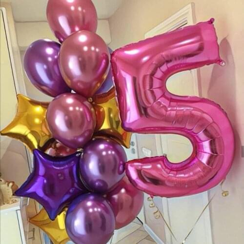 13pcs number balloon Happy birthday party decorations adult kid 40 inch pink blue foil balloon Metal ballon wedding party supply