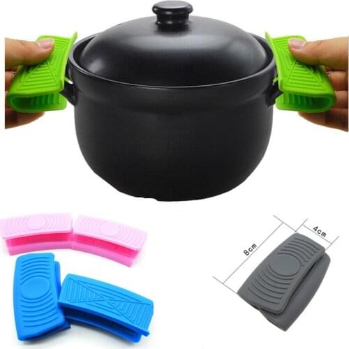 2Pcs Silicone Pan Handle Cover Grip Anti-scald Devices Kitchen Tool Insulation Plate Clamp Pot Holder Sleeve Pot Glove