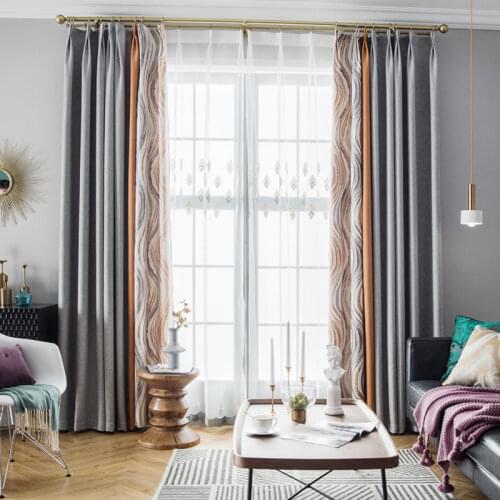 2021 Luxury Blackout Curtains for Living Room Thick Cotton Linen Window Curtain Geometric Blinds Customized Drapes Home Decor