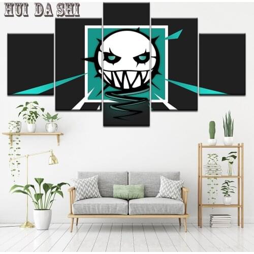 5 Piece Tom Clancys Rainbow Six Siege Video Game Logo Poster Canvas Art Oil Painting for Living Room Wall Home Decor Artwork
