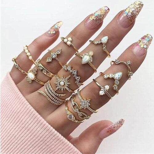 6/17/18PCS Punk Gothic Silver Color Butterfly Finger Ring Set for Women Heart Wing Angel Wings Cupid Charms Rings Jewelry Gifts