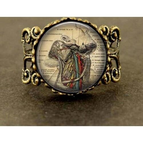 Human Anatomy Throat anatomy gothic doctor Ring jewelry science student biology student medical gift