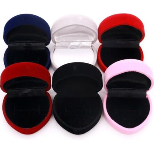 1 piece Heart Shape Lovely Velvet Wedding Engagement Ring Box for Jewelry Earring Ring Display Gifts Box Holder 6 color to choose