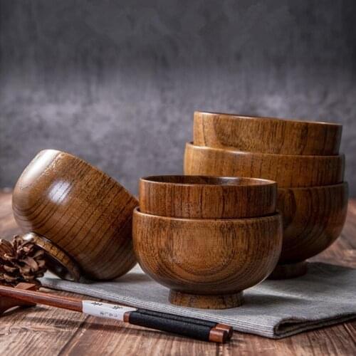 Wooden Noodles Rice Soup Bowl Food Storage Container Kitchen Tableware Gadget