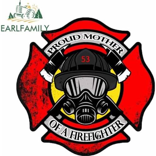 EARLFAMILY 13cm x 12.9cm For Rescue Fireman Car Stickers Waterproof Decal Personality Motorcycle Occlusion Scratch Decoration