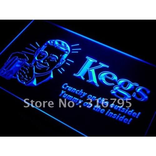 I124 Kegs crunchy outside yummy inside Beer LED Neon Light Signs On/Off Switch 20+ Colors 5 Sizes