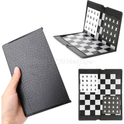 Pocket Folding Magnetic International Chess Set Board Checkers Traveler Plane
