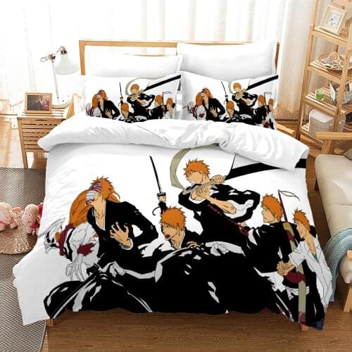 Classic Anime Bleach Series Duvet Cover 3pcs Manga Role Quilt Cover Bedding Set Queen King Size Comforter Cover Boys Bed Cover