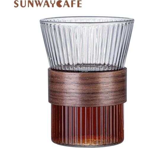 Coffee Cup 250ml Glass Cup Home Office Heat Resistant Water Cup Simple Clear Amber Blue Glasses Stripe Tumbler High Borosilicate