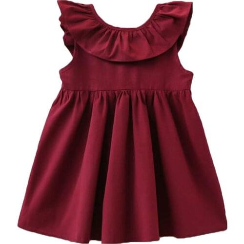 Summer Baby girl dress Fashion Childrens Clothes Solid Color Dress birthday party princess dress for 1-7 years old