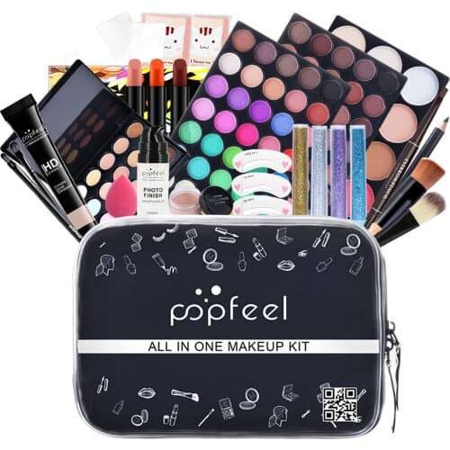 30Pcs All In One Makeup Kit Gift Cosmetic Starter Kit Face Makeup Eyeshadow Lipstick Brush Eyeliner Powder Cosmetic Bag