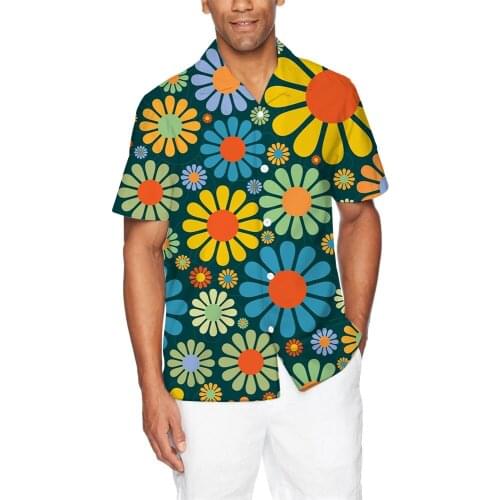2021 New Summer Floral Elements 3d Digital Printing Trend Loose Short-Sleeved Shirt Mens Shirt Top 5XL Large Size