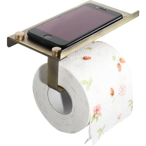 New free shipping pretty green bronze toilet paper roll holder with phone shelf bathroom holder toilet paper stainless steel