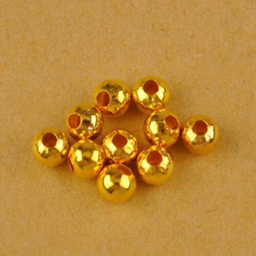 Gold Plated Metal Round Beads Smooth Ball Loose Spacer Beads For Jewelry Making DIY Bracelet Charms Jewelry Accessories