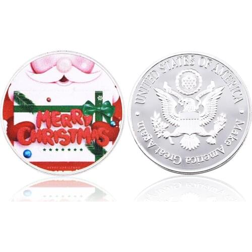 Festival Souvenir Gifts Santa Claus 999.9 Silver Plated Metal Coin Art Ornament Business Gifts