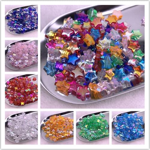 New 50pcs 11mm Transparent AB Five-pointed Star Acrylic Beads Loose Spacer Beads for Jewelry Making DIY Bracelet Accessories
