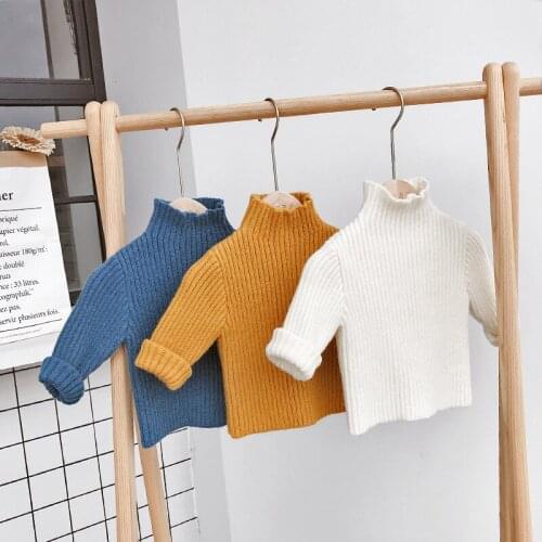 Christmas Sweater Baby Girls Winter Clothes Turtleneck Boys Sweater Toddler Pullover Cotton Knitted Kids Tops Children Outfits