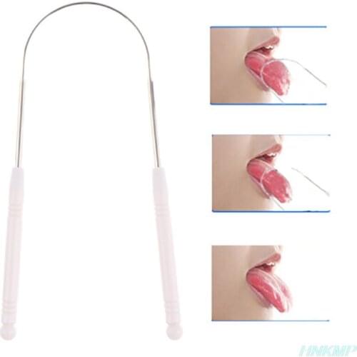 1PCS Tongue Scraper Stainless Steel Oral Tongue Cleaner Brush Tongue Toothbrush Oral Hygiene High Quality