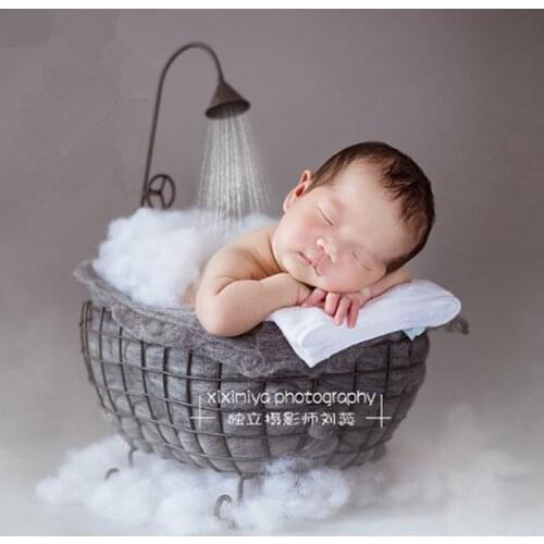 Iron Basket Shower Bathtub Novelty Newborn Photography Accessories Infantile Shooting Photo Studio Posing Photography Props