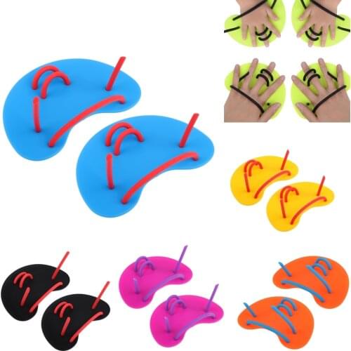 1 Pair Swim Hand Paddles Finger Fins Unisex Rubber Palm Wear Gloves for Swimming Diving Surfing Water Sports for Adults Kids
