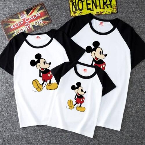 Disney 1pc Fashion Mickey Mouse Print Family Matching T-shirt Short Sleeve Family Look T-shirts Mother and Daughter Clothes