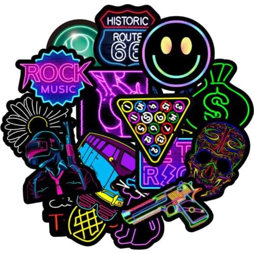 10/30/50Pcs/Set Neon lights Graffiti For Snowboard Laptop Luggage Fridge Car- Styling Vinyl Decal Home Decor Stickers