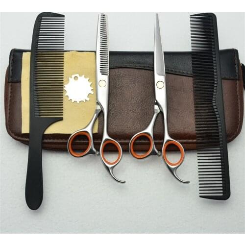 1008C 4Pcs 5.5''/6'' Customized Brand TOPPEST Hairdressing Scissors Silvery Cutting Scissors Thinning Shears Hair Scissors Suit