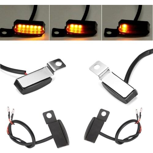 2Pcs 12V Motorcycle LED Turn Signal Lights Mini Handlebar Blinker Flashing Lightings Indicator Lamps For Motorbike Moto Scooter
