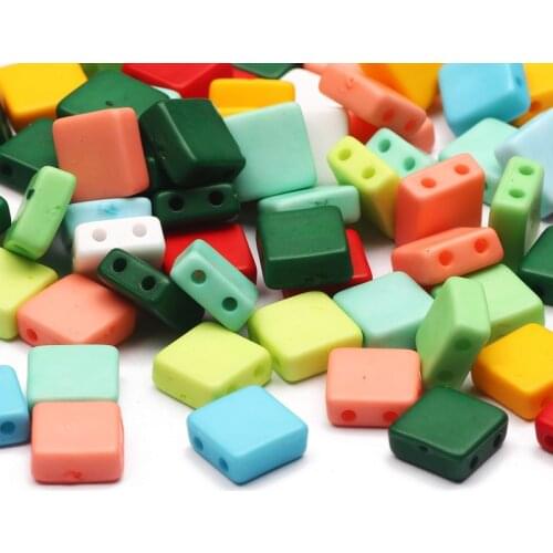 50/100pcs 4x9/9mm Square Mix Color Double Hole Acrylic Spacer Beads For Jewelry Making DIY Charm Necklace Bracelet Accessories