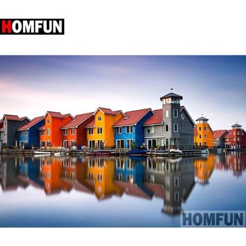 HOMFUN Full Square/Round Drill 5D DIY Diamond Painting "House scenery" 3D Embroidery Cross Stitch 5D Home Decor Gift A17357