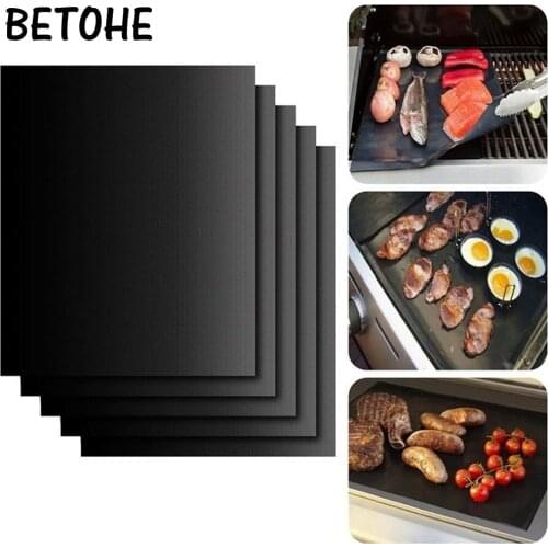 BETOHE 2pcs/lot 0.2mm Thick ptfe Barbecue Grill Mat 33*40cm non-stick Reusable BBQ Grill Mats Sheet Grill Foil BBQ Liner