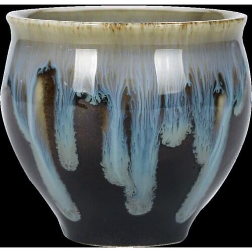 Kiln Change Tea Master Cup Ceramic Tea Bowl Blue Black Grey Chawan