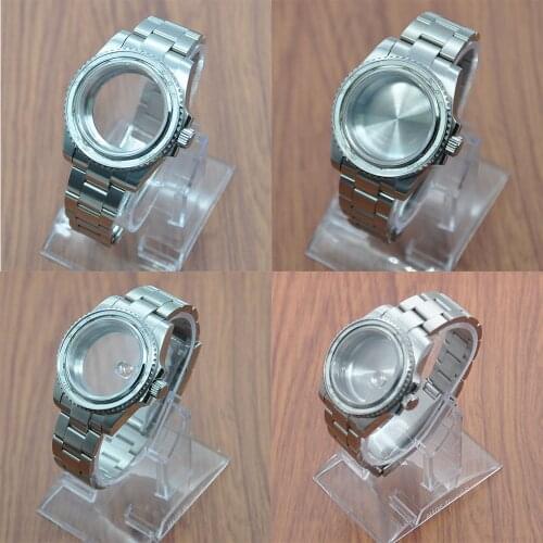 NH35 Case 40mm Sapphire Crystal Silver Watch Cases fit ETA2836 Miyota 82 Series NH35 NH36 Automatic movement
