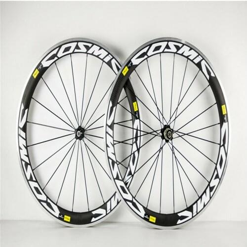 White Cosmic SLR Alloy Carbon Wheels Twill 50mm 700c Aluminium Carbon Fiber Road Bike Racing Wheelset Clincher glossy finish