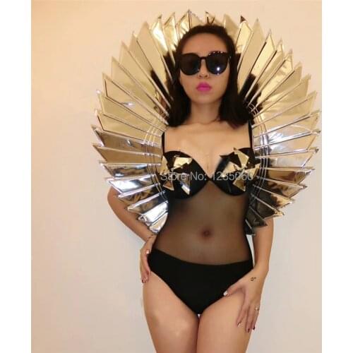 Ballroom dance silver mirror costumes sexy dresses women dj stage show wears club bar outfit clothe party performance clothe KTV