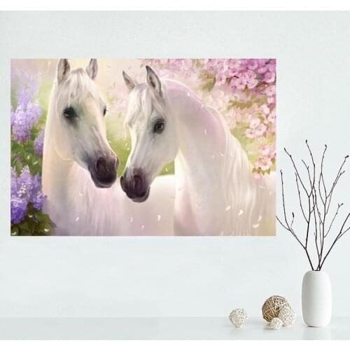 Nice Black And White Horse Custom Canvas Poster Art Home Decoration Cloth Fabric Wall Poster Print Silk Fabric